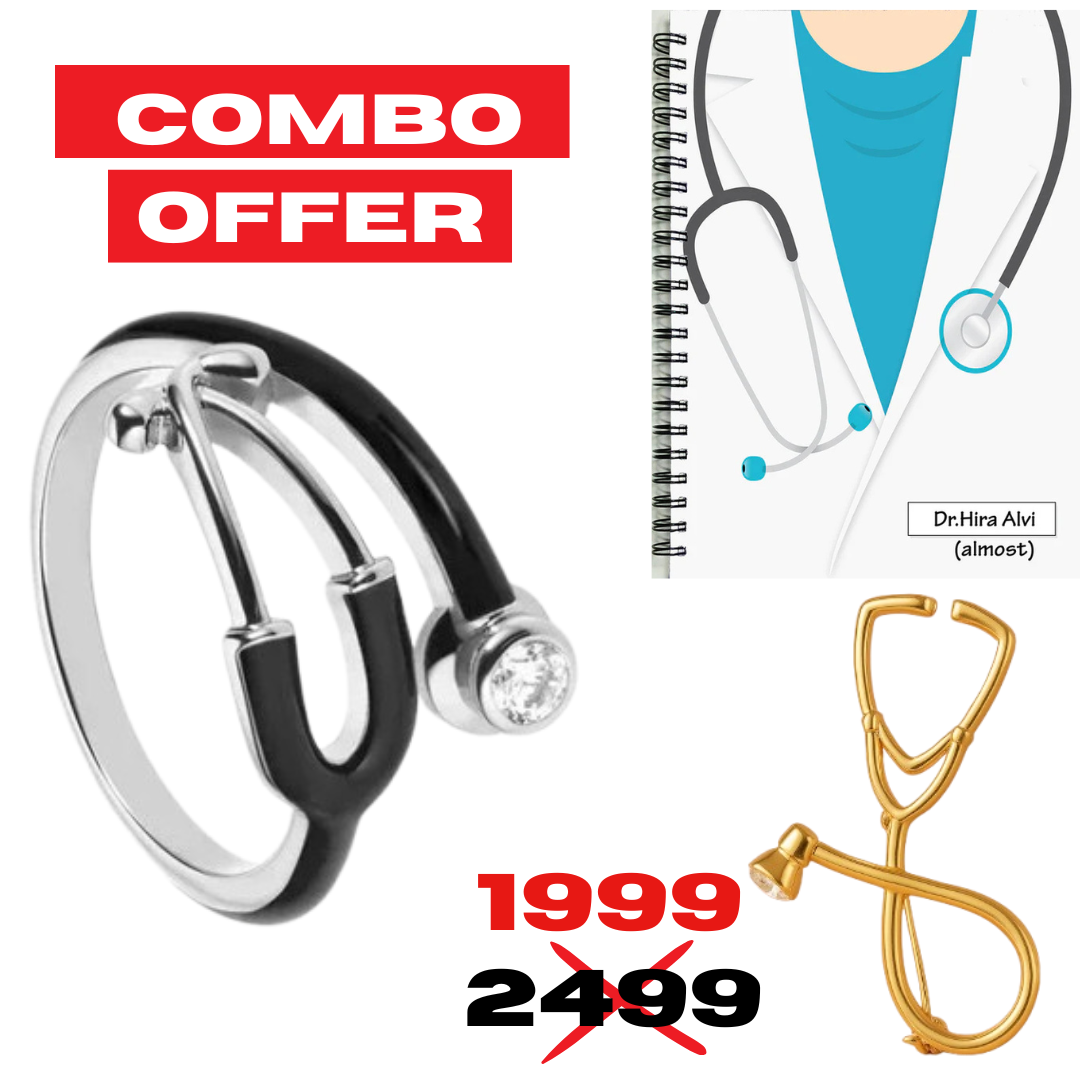 3-in-1 Doctor’s Gift Set: Steth Ring,Brooch and Dairy