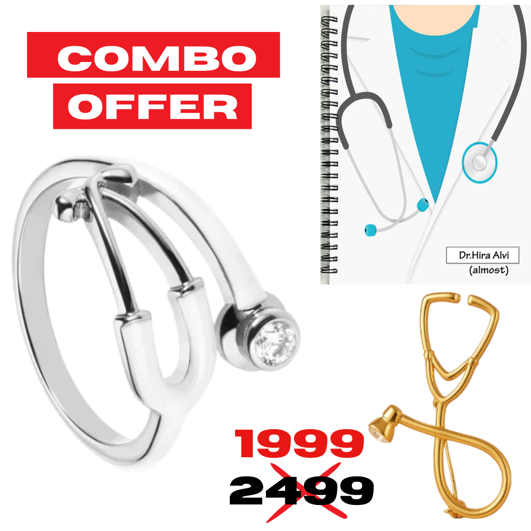 3-in-1 Doctor’s Gift Set: Steth Ring,Brooch and Dairy