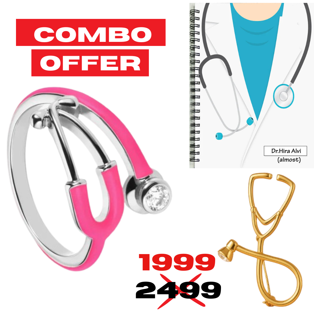 3-in-1 Doctor’s Gift Set: Steth Ring,Brooch and Dairy