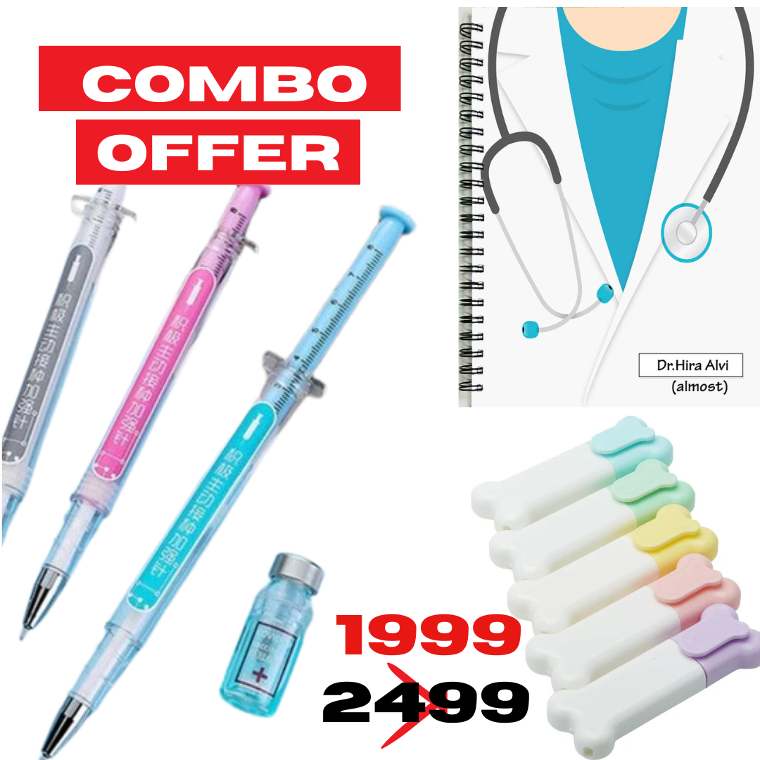 3-in-1 Doctor’s Gift Set – Cute Pen, Coat Diary & 6 bone highlighters