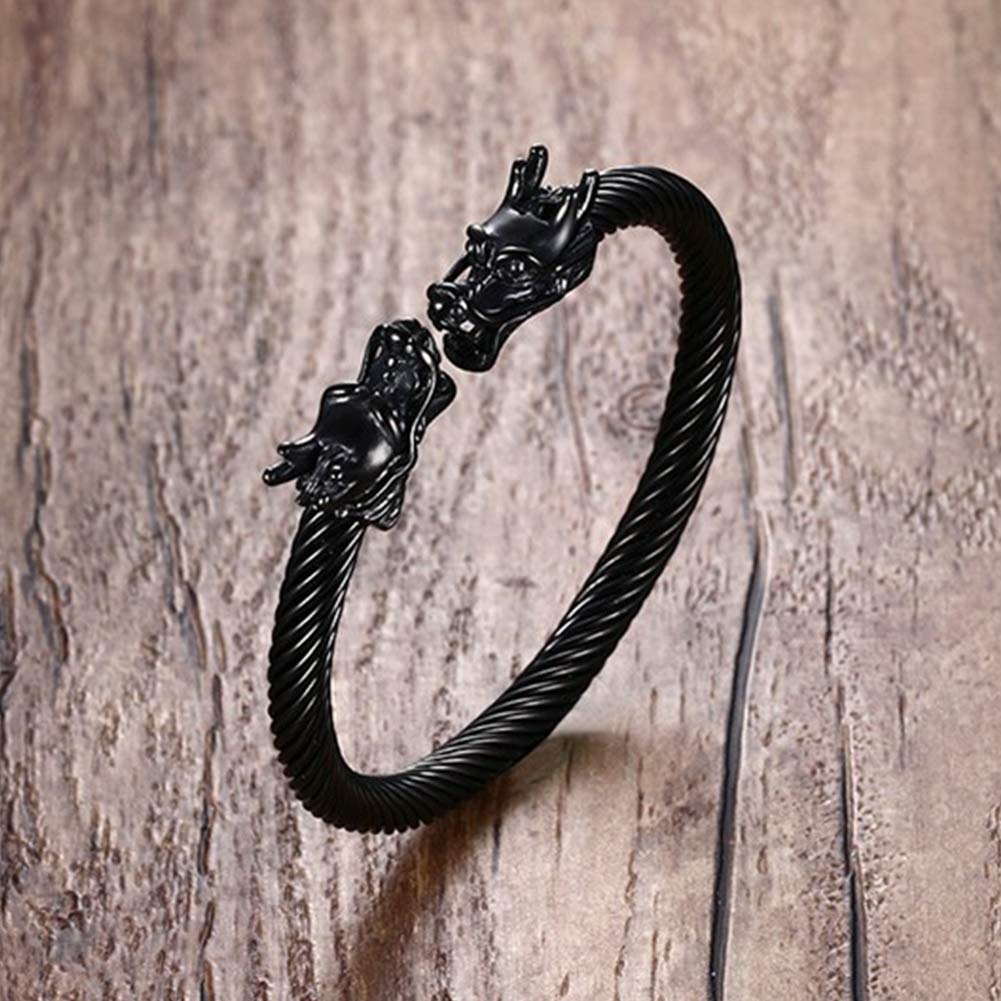 Double Dragon Steel Bracelet