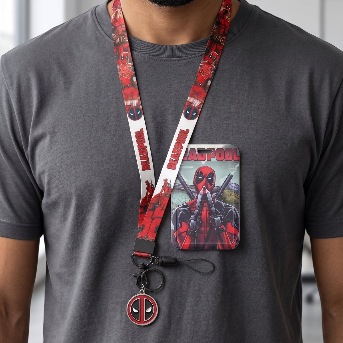 Deadpool Inspired ID Card Holder & Lanyard – Marvel Edition
