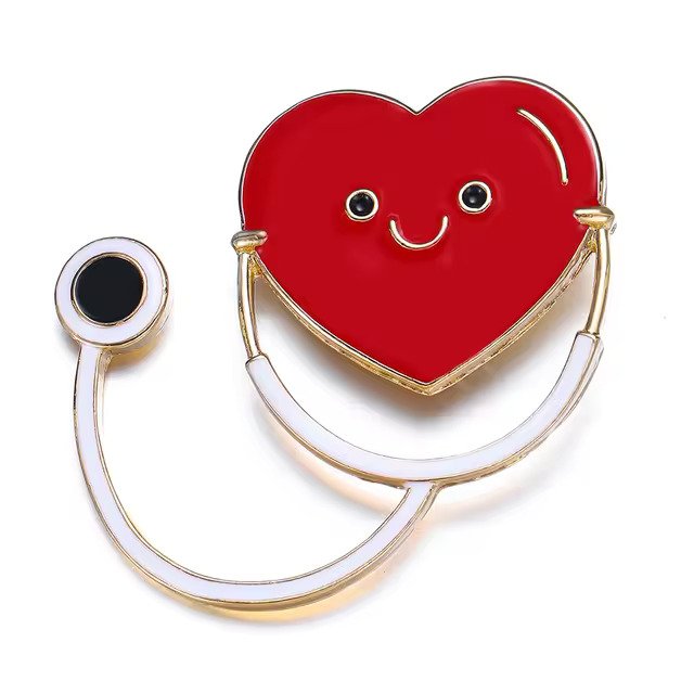 Unisex Medical Brooch Pins – Stethoscope & Heartbeat Design
