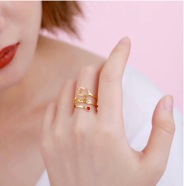 Personalized Name Stethoscope Ring adjustable and water proof