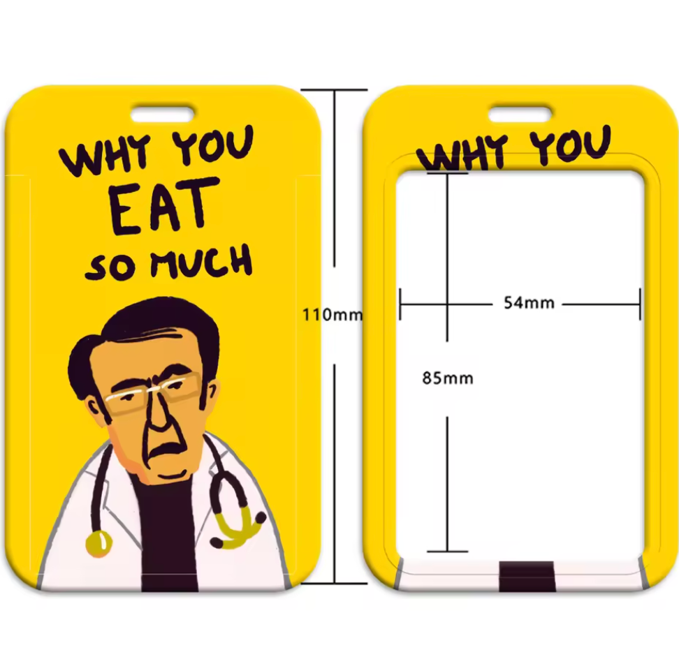 Yellow doctor quote card holder worn around the neck