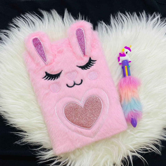 Cute Soft Fur Diary – A5 Adorable Plush Notebook for Girls