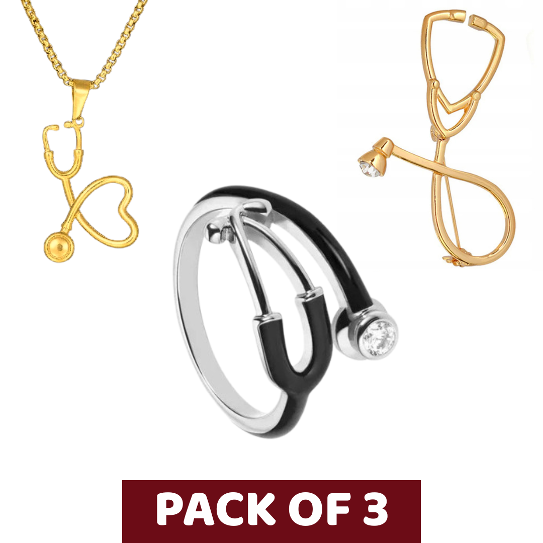 Doctor’s Gift Combo: Steth Ring, Necklace & Brooch
