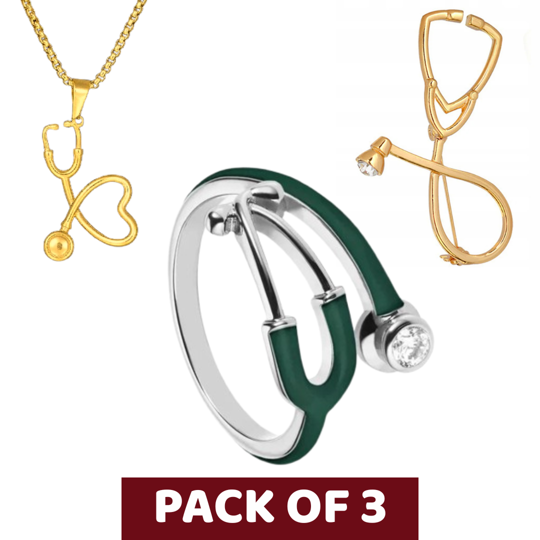 Doctor’s Gift Combo: Steth Ring, Necklace & Brooch