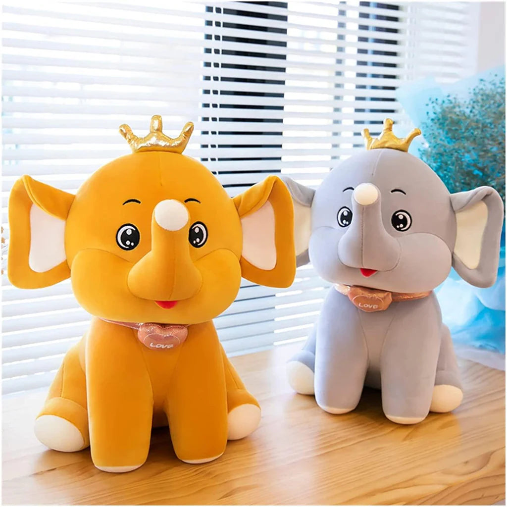 Crown Baby Elephant Plush - Soft & Cuddly Stuffed Toy (50 cm, Brown)