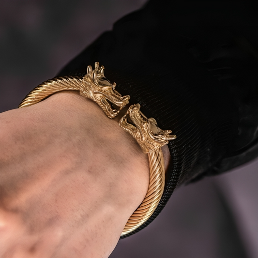 Double Dragon Steel Bracelet