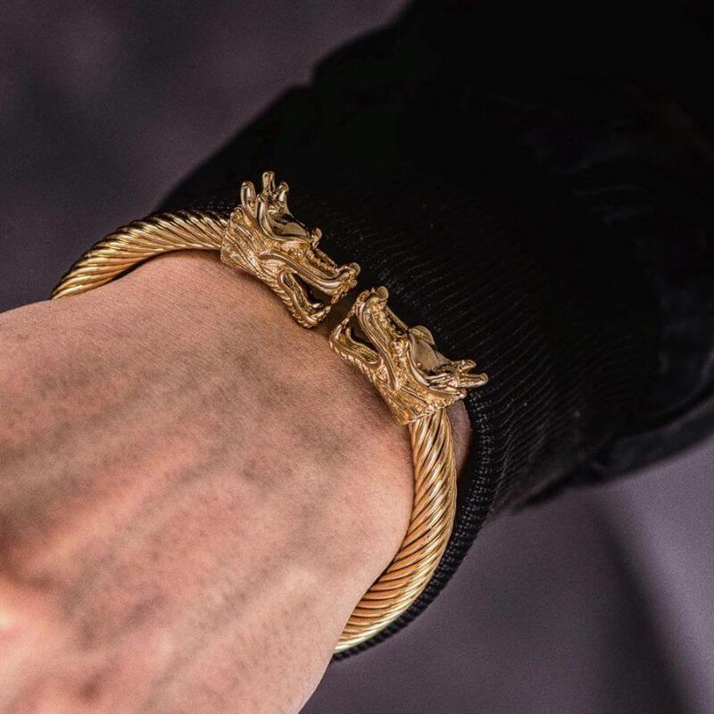 Double Dragon Steel Bracelet