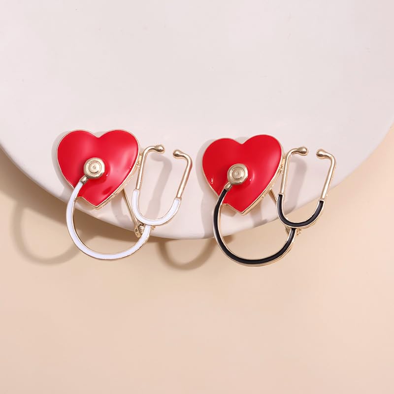 Unisex Medical Brooch Pins – Stethoscope & Heartbeat Design