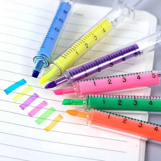 Syringe Highlighters & Ballpoint Pen Set of 6