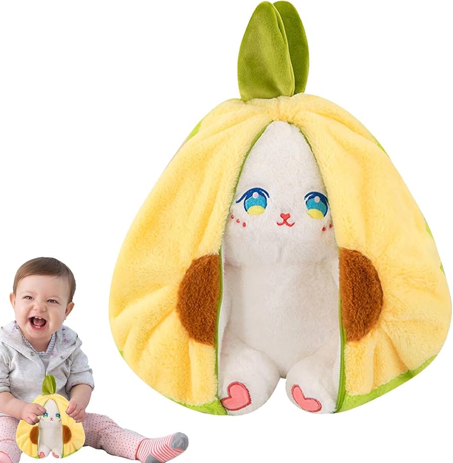 Avocado Reversible Bunny Plush - 30 cm Soft Stuffed Toy for Kids & Adults