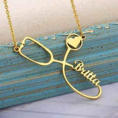 Custom Name Stethoscope Brooch – Personalized Doctor & Nurse Badge Pin