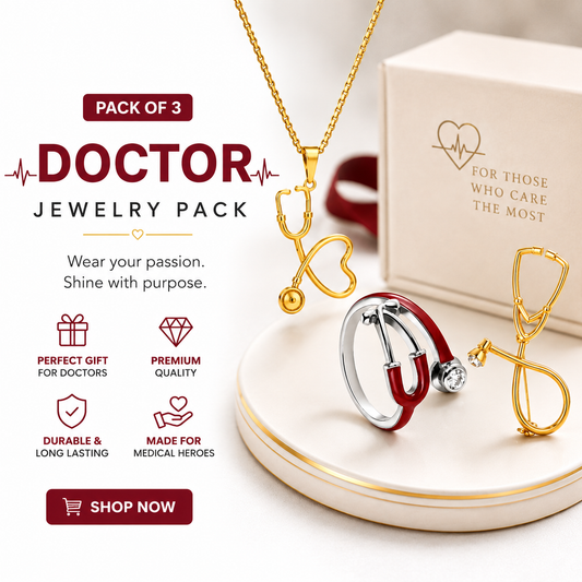 Doctor’s Gift Combo: Steth Ring, Necklace & Brooch