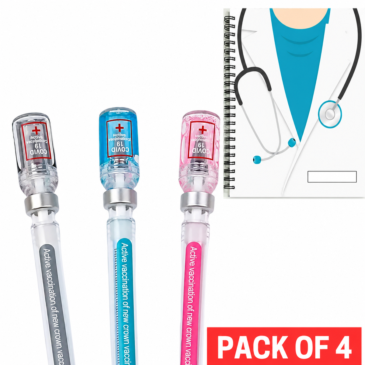 PACK OF 3 Syringe-Shaped Cute Gel Pen AND DOC DAIRY