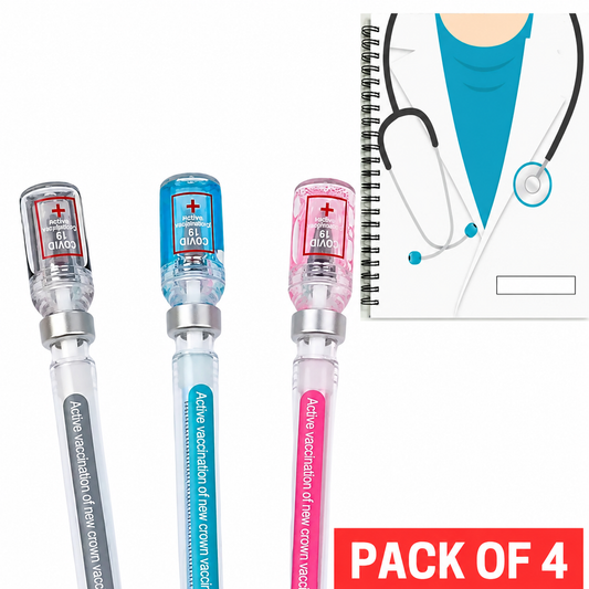 PACK OF 3 Syringe-Shaped Cute Gel Pen AND DOC DAIRY