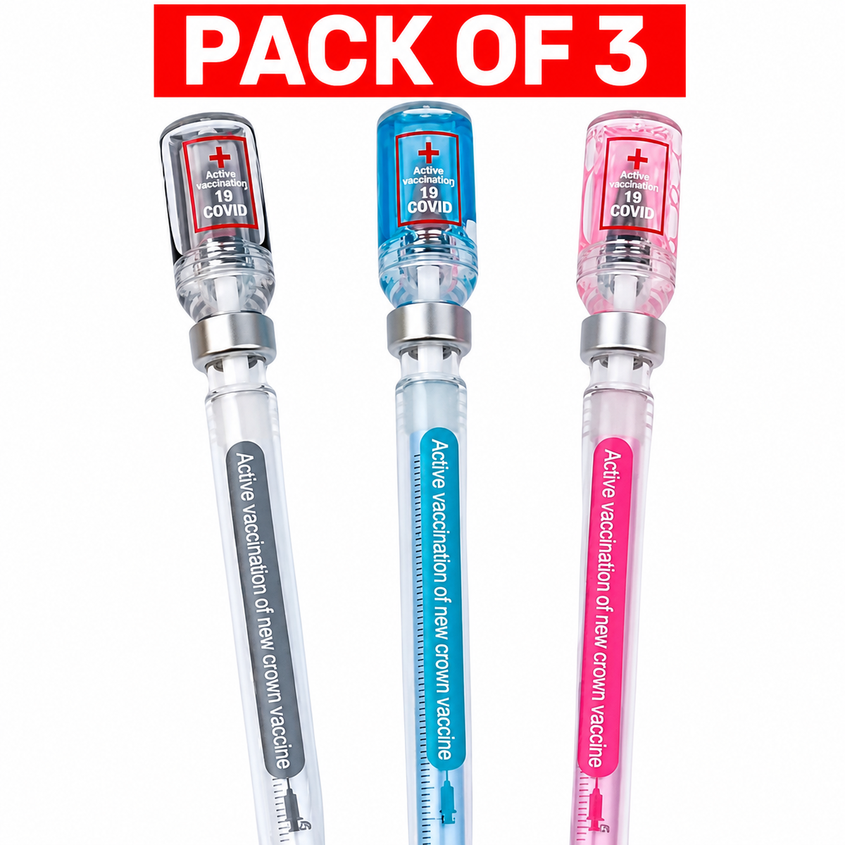PACK OF 3 Syringe-Shaped Cute Gel Pen – 0.5mm Creative Novelty Stationery