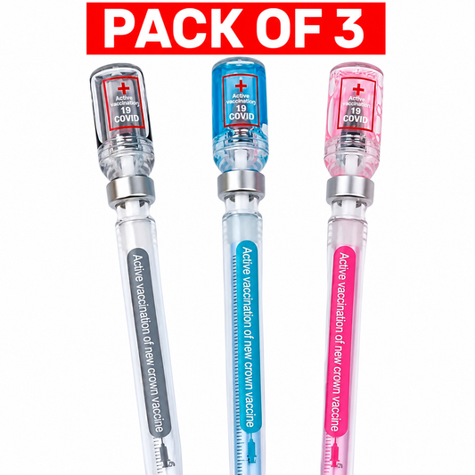 PACK OF 3 Syringe-Shaped Cute Gel Pen – 0.5mm Creative Novelty Stationery