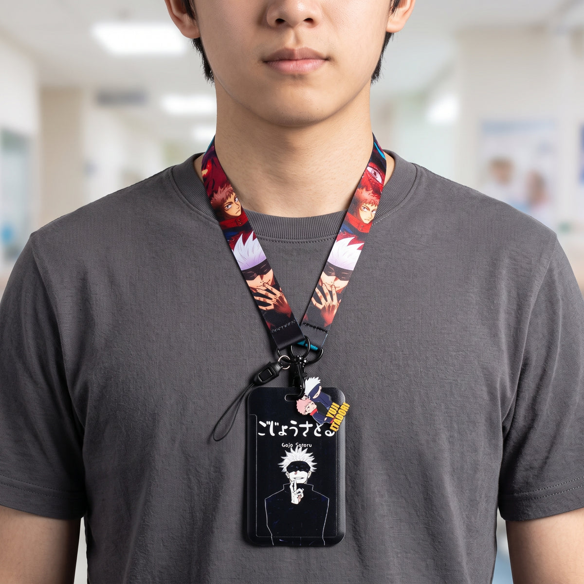Satoru Gojo Inspired Lanyard & ID Card Holder – Anime Edition