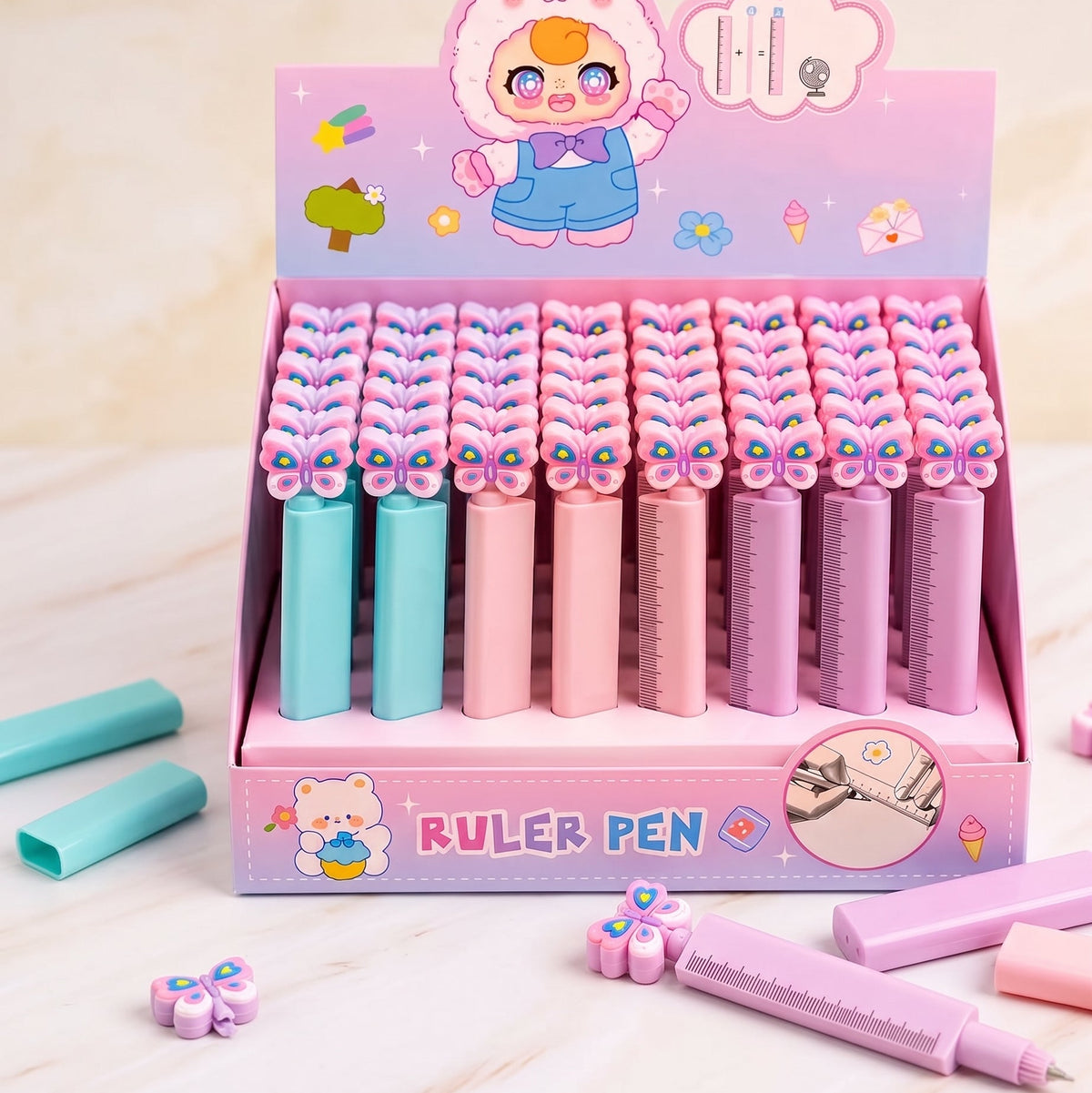 Cute Ruler Ballpoint Pens – Pack of 5