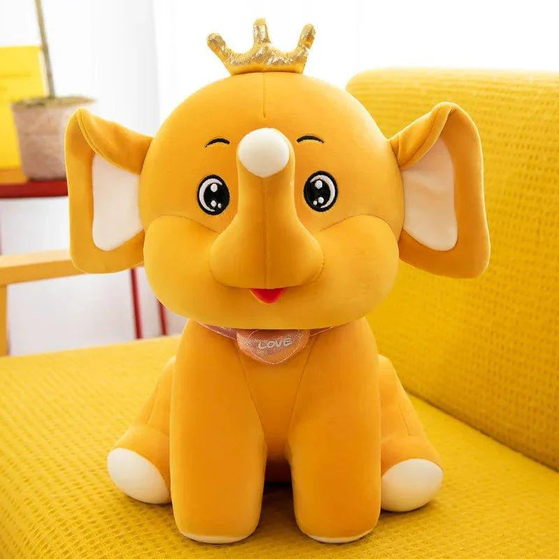 Crown Baby Elephant Plush - Soft & Cuddly Stuffed Toy (50 cm, Brown)