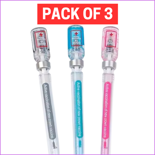 PACK OF 3 Syringe-Shaped Cute Gel Pen – 0.5mm Creative Novelty Stationery