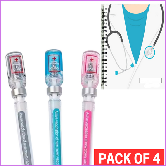PACK OF 3 Syringe-Shaped Cute Gel Pen AND DOC DAIRY