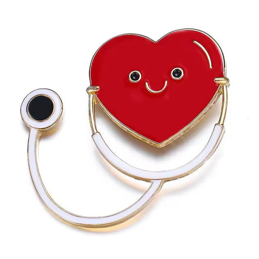 Unisex Medical Brooch Pins – Stethoscope & Heartbeat Design