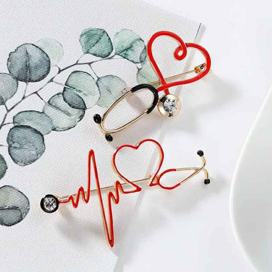 Stethoscope & Heart Lapel Pins (2-Pack)