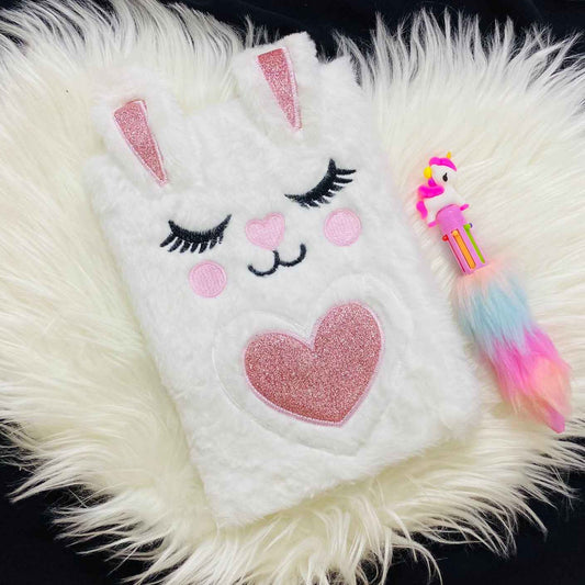Cute Soft Fur Diary – A5 Adorable Plush Notebook for Girls