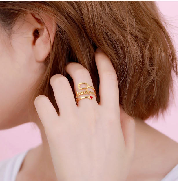 Personalized Name  Stethoscope Ring adjustable