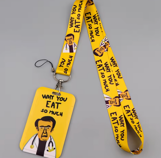 Yellow doctor quote ID card holder with waterproof nylon lanyard
