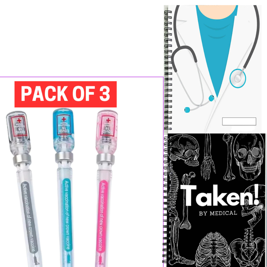Medical Stationery Bundle – 3 Syringe Pens + 1 Doctor’s Diary + 1 Medical Notes Diary