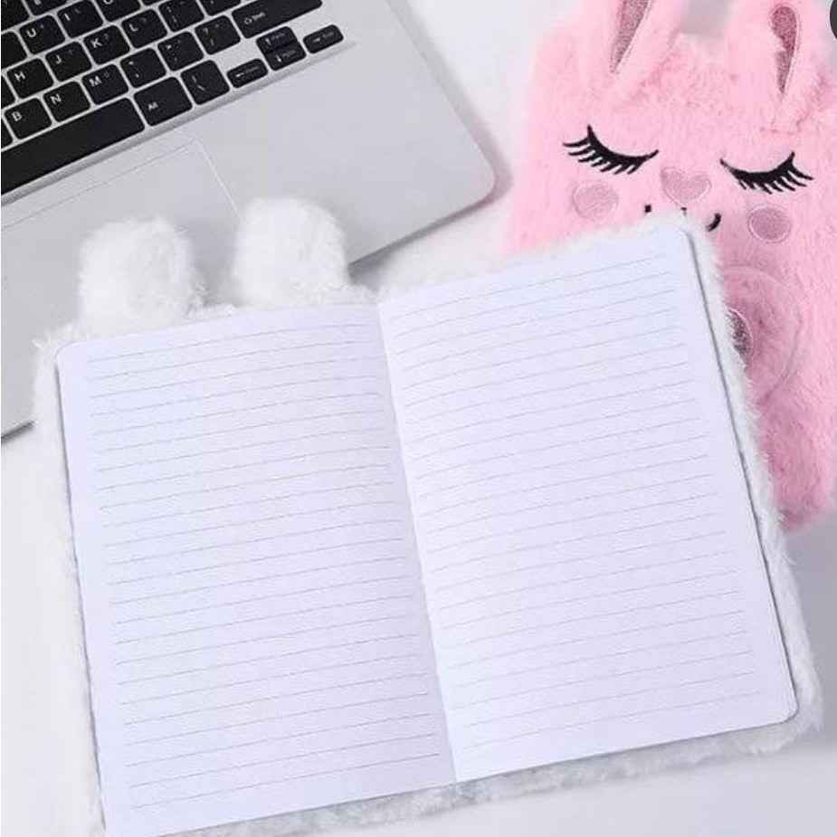Cute Soft Fur Diary – A5 Adorable Plush Notebook for Girls