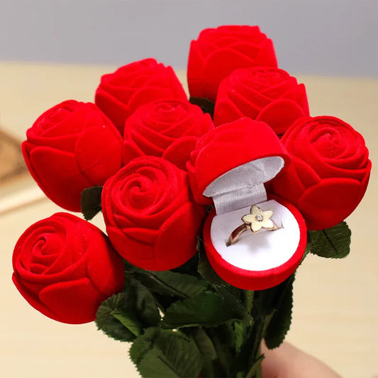 Elegant Velvet Rose Ring Box – Perfect for Engagements, Weddings, and Gift Presentations