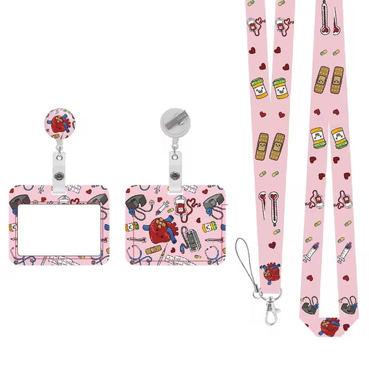 cute pink worker  medical card badge card holder