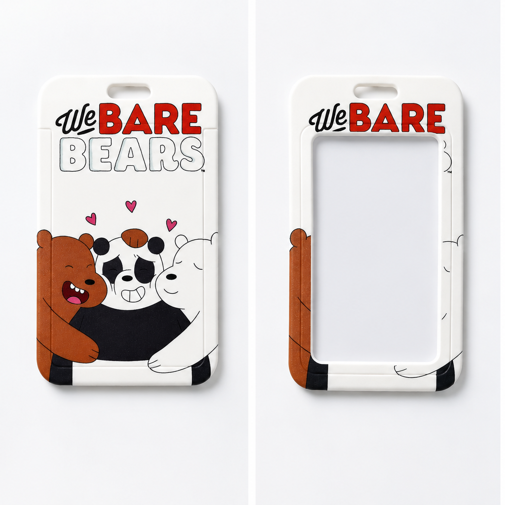 Cute bear shaped ID card holder with neck lanyard