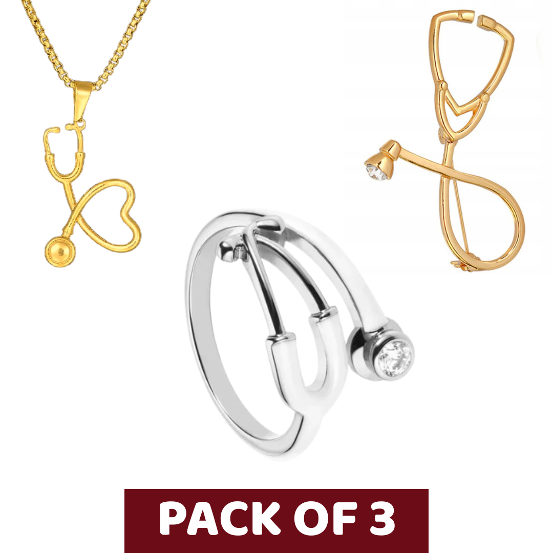 Doctor’s Gift Combo: Steth Ring, Necklace & Brooch