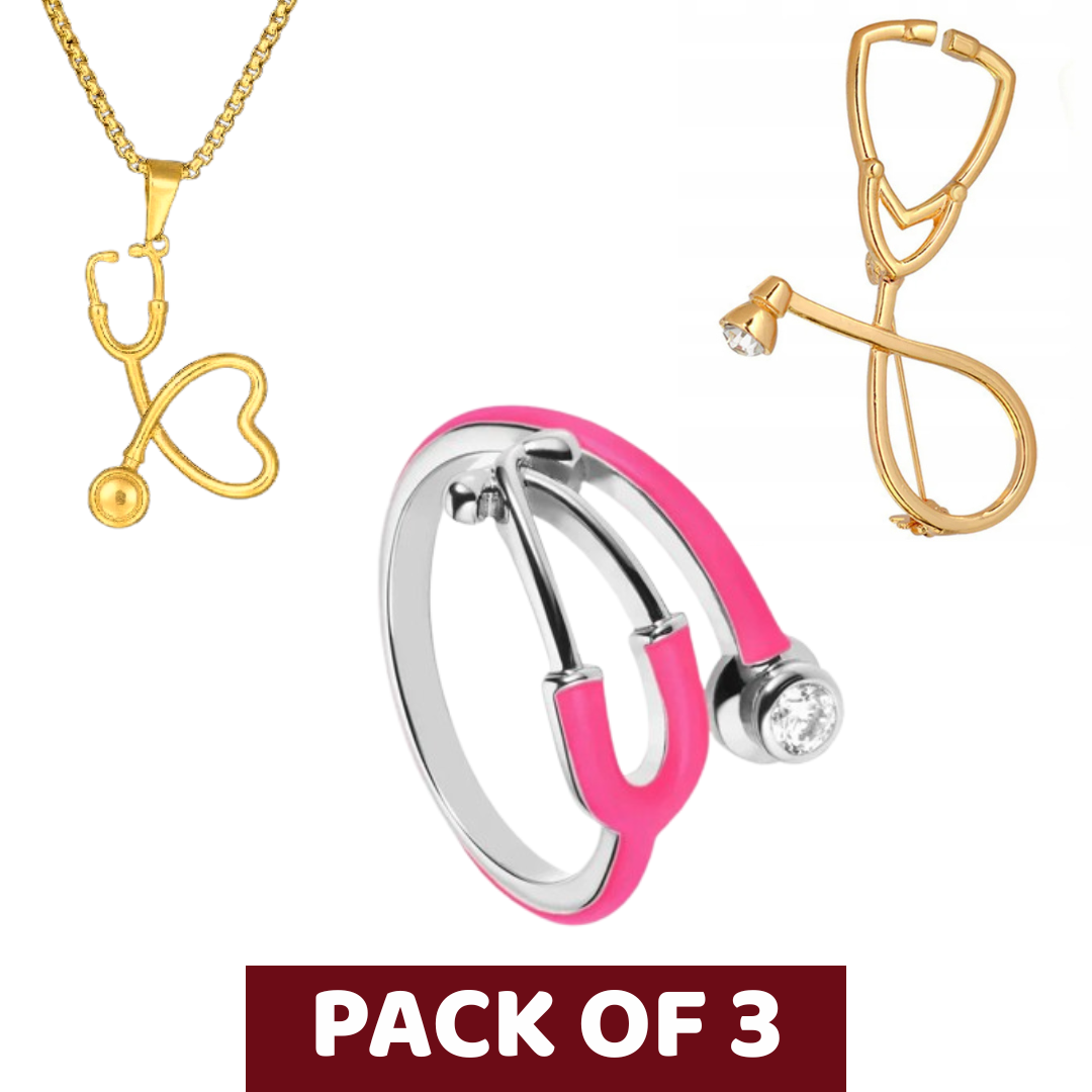 Doctor’s Gift Combo: Steth Ring, Necklace & Brooch
