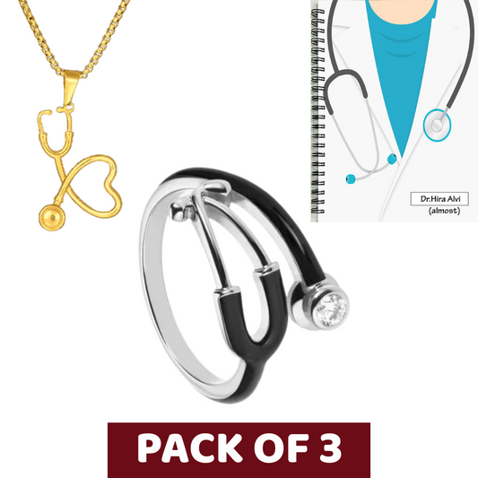 3-in-1 Doctor’s Gift Set: Steth Ring, Necklace & Diary